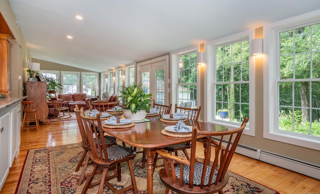 251 Ridgewood Rd, West Hartford, CT 06107 - sunroom featuring a baseboard radiator and lofted ceiling