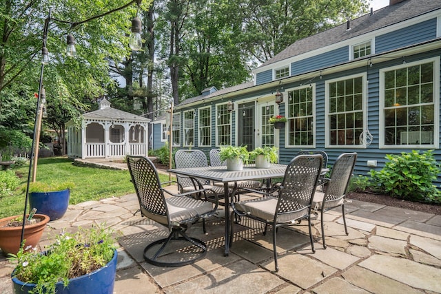 251 Ridgewood Rd, West Hartford, CT 06107 - view of patio / terrace with a gazebo and outdoor dining space