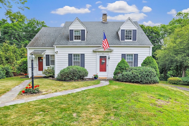 3 Wheeler Dr, Trumbull, CT 06611 - cape cod house with a front yard, a chimney, and roof with shingles