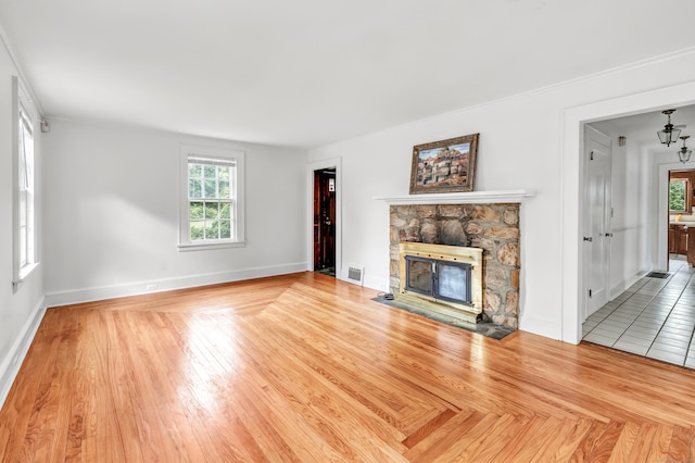 3 Wheeler Dr, Trumbull, CT 06611 - unfurnished living room featuring a fireplace and wood finished floors