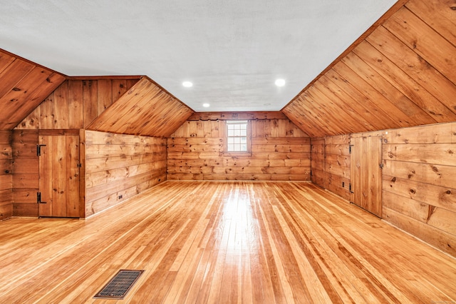 3 Wheeler Dr, Trumbull, CT 06611 - bonus room with wood walls, hardwood / wood-style flooring, lofted ceiling, a relaxing sauna, and recessed lighting