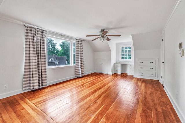 3 Wheeler Dr, Trumbull, CT 06611 - bonus room featuring ceiling fan, wood-type flooring, built in study area, and lofted ceiling