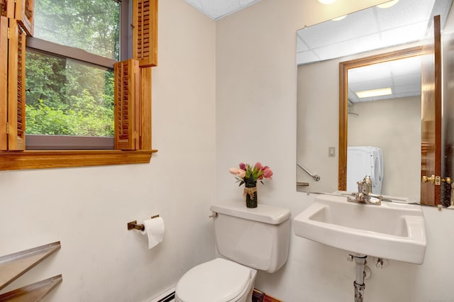 116 Bellridge Rd, Glastonbury, CT 06033 - half bath featuring toilet and washing machine and dryer