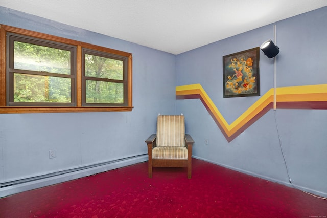 116 Bellridge Rd, Glastonbury, CT 06033 - living area with a baseboard radiator, plenty of natural light, and carpet floors