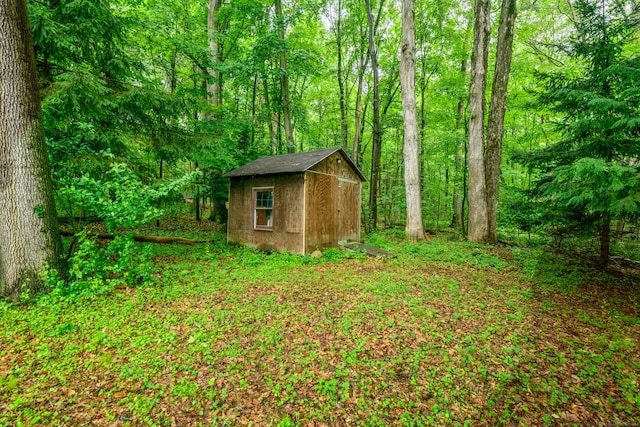 116 Bellridge Rd, Glastonbury, CT 06033 - view of shed featuring a wooded view