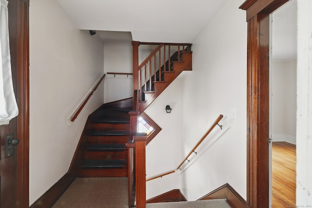 20 George St, Bristol, CT 06010 - stairway with baseboards and wood finished floors