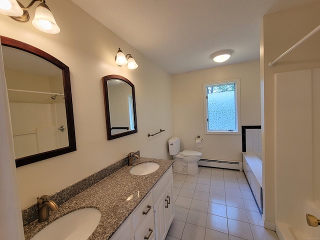 12 Enrico Rd, Bolton, CT 06043 - bathroom featuring double vanity, a baseboard heating unit, and tile patterned flooring