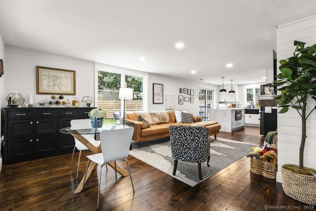 1207 Stillson Rd, Fairfield, CT 06824 - living room featuring dark wood finished floors and recessed lighting