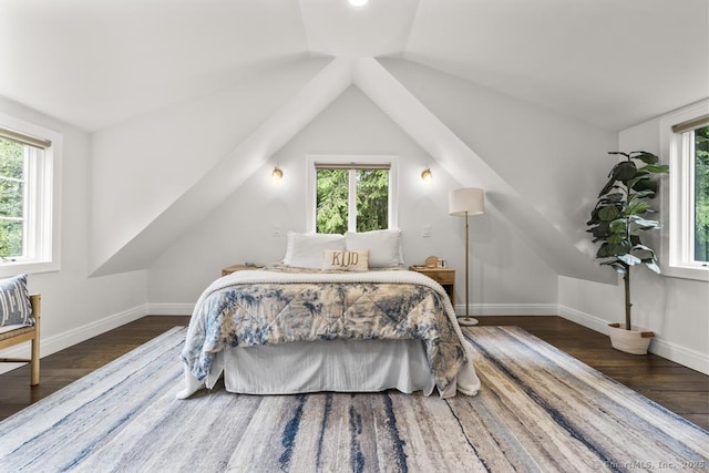 1207 Stillson Rd, Fairfield, CT 06824 - bedroom featuring multiple windows, wood finished floors, and vaulted ceiling