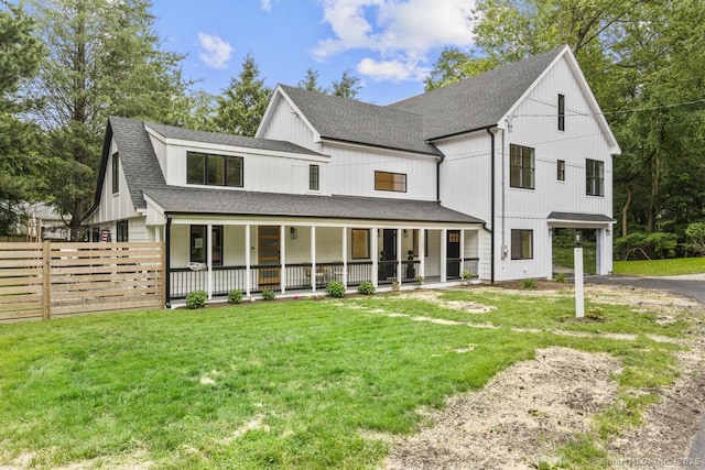 1207 Stillson Rd, Fairfield, CT 06824 - modern inspired farmhouse featuring roof with shingles, covered porch, driveway, and a garage