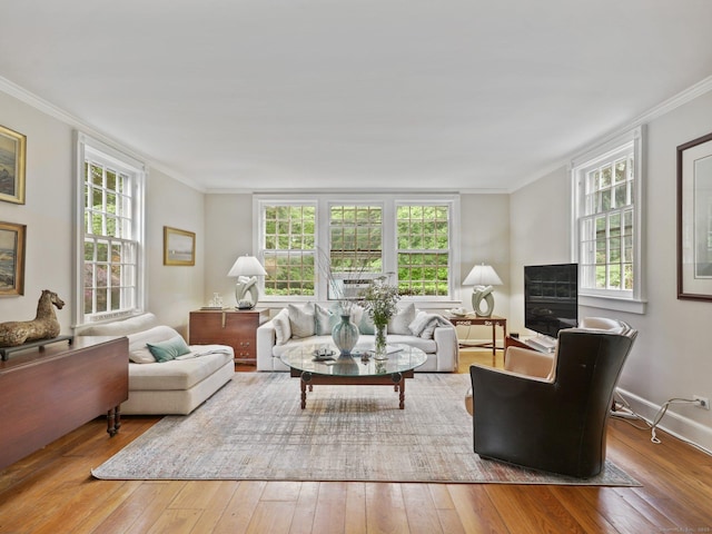 33 Great Pasture Rd, Redding, CT 06896 - living area with hardwood / wood-style floors and ornamental molding