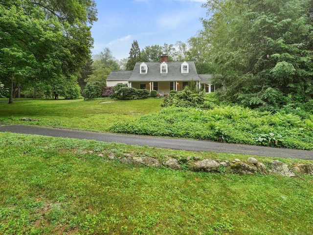 33 Great Pasture Rd, Redding, CT 06896 - cape cod-style house with a front lawn and a chimney
