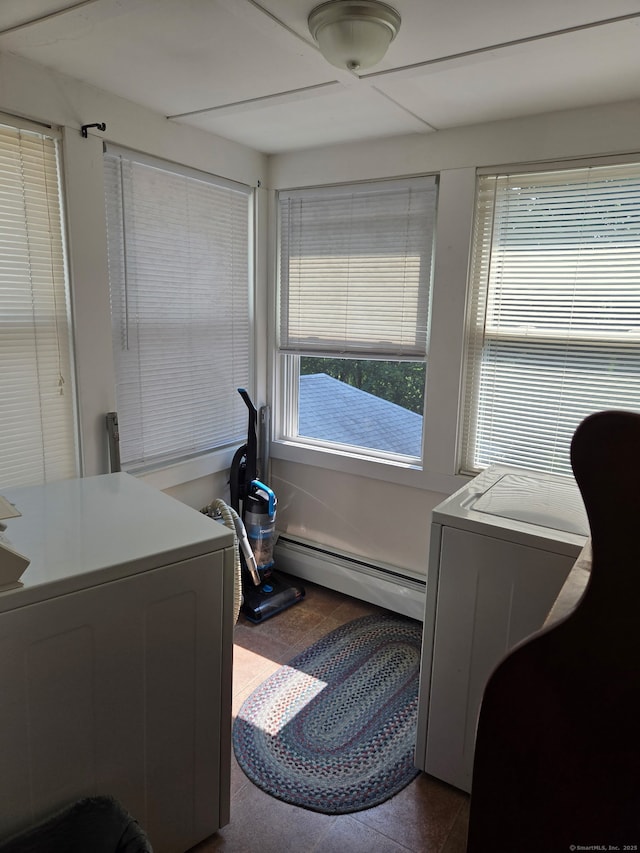 138 Harwinton Ave, Torrington, CT 06790 - laundry room featuring a baseboard radiator and washer / dryer