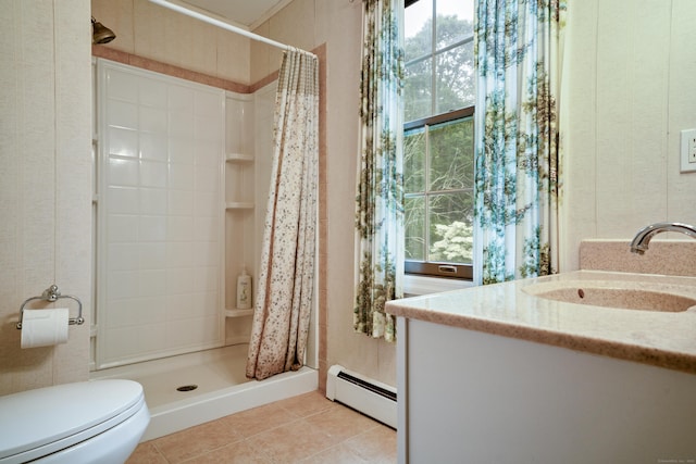 270 N Bride Brook Rd, East Lyme, CT 06333 - full bath featuring a baseboard radiator, vanity, plenty of natural light, and a shower stall