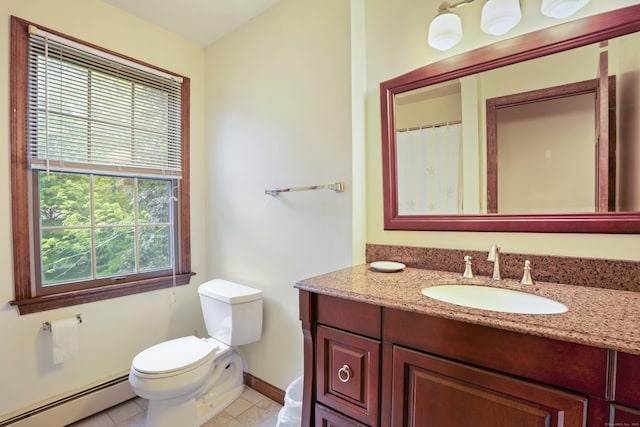 270 N Bride Brook Rd, East Lyme, CT 06333 - full bathroom with a baseboard heating unit, vanity, and tile patterned floors