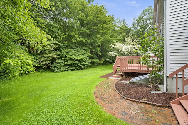 270 N Bride Brook Rd, East Lyme, CT 06333 - view of green lawn featuring a deck