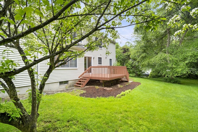 270 N Bride Brook Rd, East Lyme, CT 06333 - view of green lawn featuring a wooden deck