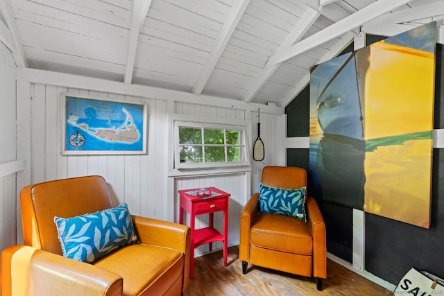 57 River Rd, Clinton, CT 06413 - living area with hardwood / wood-style flooring and wood ceiling