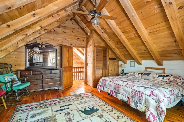 80 Jill Ln, Cheshire, CT 06410 - bedroom with wooden walls, hardwood / wood-style flooring, wood ceiling, and multiple windows