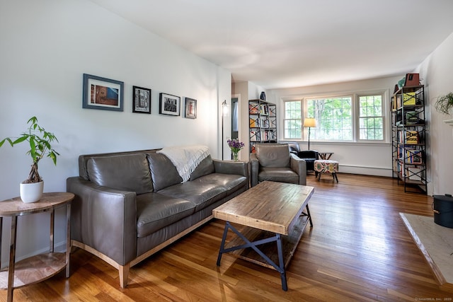 39 Aspen Mill Rd, Ridgefield, CT 06877 - living room featuring wood finished floors and a baseboard heating unit