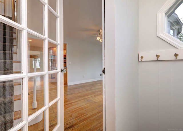 30 Birch St, Stratford, CT 06615 - hall featuring wood finished floors and french doors