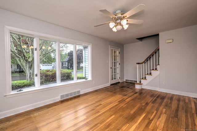 30 Birch St, Stratford, CT 06615 - foyer with wood-type flooring, a ceiling fan, and stairway
