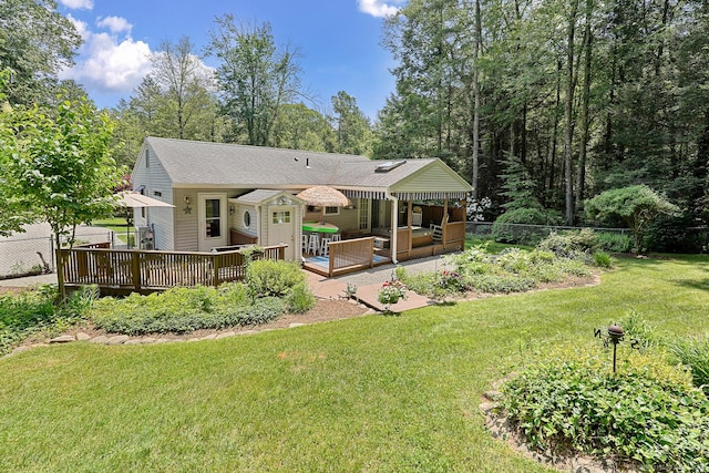 47 Little Bungee Hill Rd, Woodstock, CT 06282 - rear view of house with a deck and roof with shingles