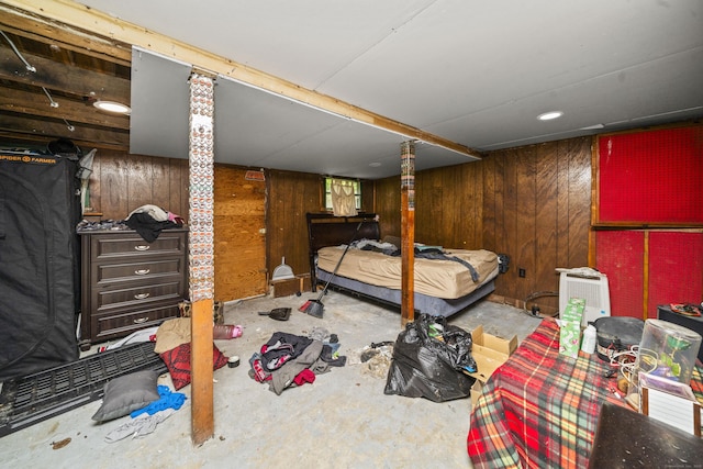 42 Goodwin St, Torrington, CT 06790 - bedroom featuring wooden walls and unfinished concrete floors