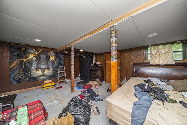 42 Goodwin St, Torrington, CT 06790 - bedroom featuring wooden walls and concrete flooring
