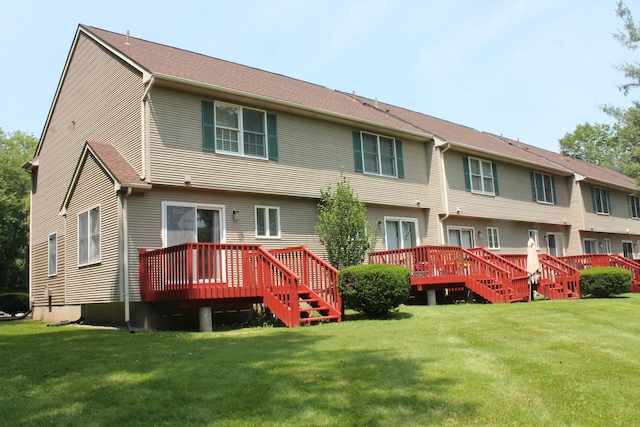 176 Atwater St Apt 7, Southington, CT 06479 - back of property featuring a wooden deck and a yard