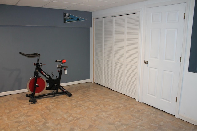 176 Atwater St Apt 7, Southington, CT 06479 - exercise room featuring baseboards and a drop ceiling