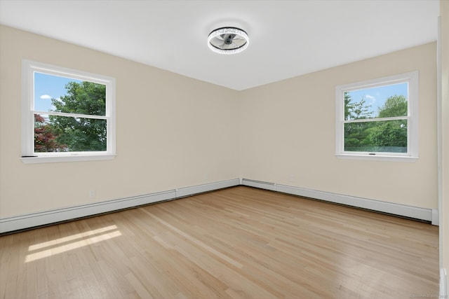 3481 Park Ave, Fairfield, CT 06825 - empty room with healthy amount of natural light, light wood-style floors, and a baseboard radiator