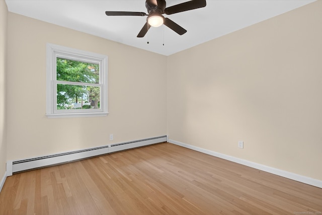 3481 Park Ave, Fairfield, CT 06825 - spare room with baseboard heating, light wood-type flooring, and a ceiling fan