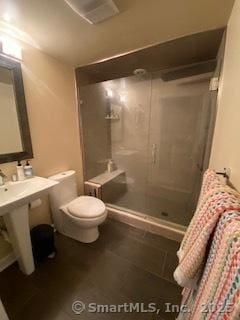 7 White Birch Rd, Wilton, CT 06897 - full bathroom featuring a shower stall and tile patterned floors
