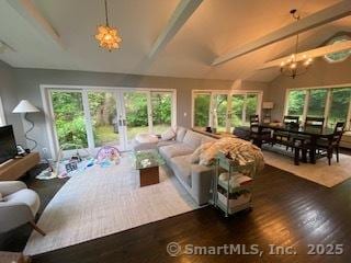 7 White Birch Rd, Wilton, CT 06897 - living area featuring a chandelier and wood finished floors