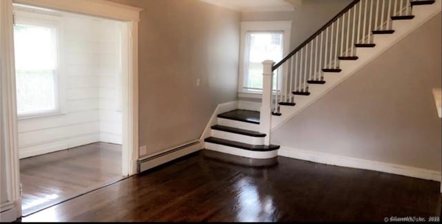476 Park Ave, Bloomfield, CT 06002 - stairway featuring wood finished floors and baseboard heating