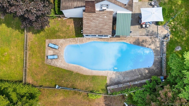 12 Deacon Hill Rd, Stamford, CT 06905 - view from above of property featuring a pool