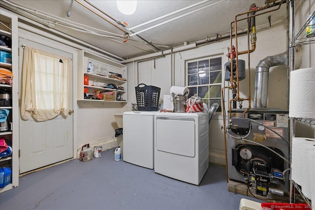 12 Deacon Hill Rd, Stamford, CT 06905 - laundry room featuring washing machine and clothes dryer and a heating unit