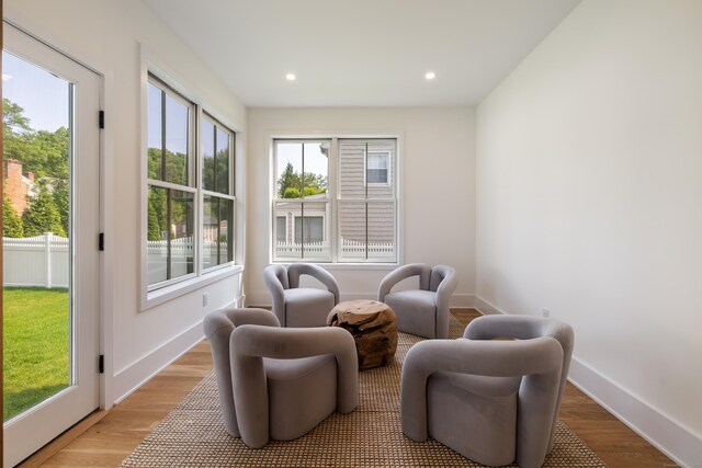 1846 Mill Plain Rd, Fairfield, CT 06824 - sitting room with plenty of natural light, light wood-type flooring, and recessed lighting