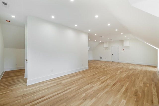 1846 Mill Plain Rd, Fairfield, CT 06824 - bonus room featuring light wood-style flooring, lofted ceiling, and recessed lighting