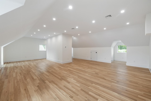 1846 Mill Plain Rd, Fairfield, CT 06824 - bonus room featuring lofted ceiling, light wood-style flooring, healthy amount of natural light, and recessed lighting