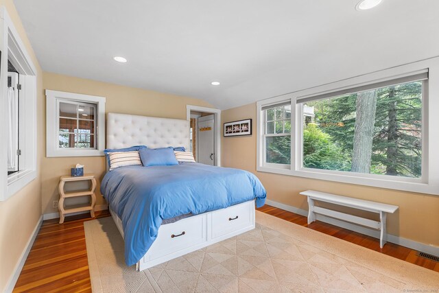 45 Lake Dr S, New Fairfield, CT 06812 - bedroom featuring multiple windows, light wood finished floors, and recessed lighting