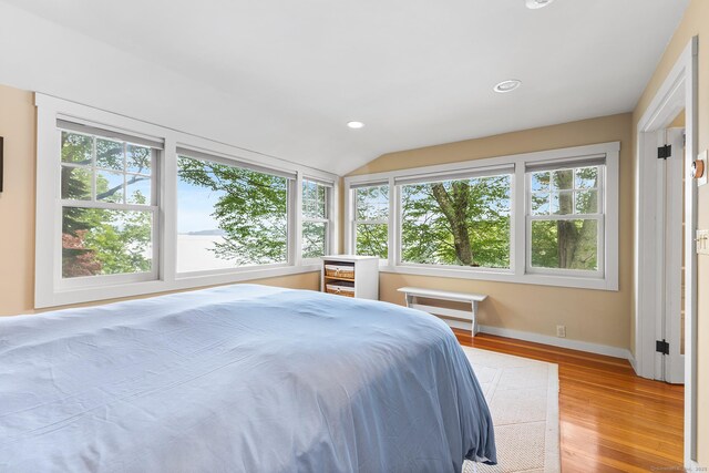 45 Lake Dr S, New Fairfield, CT 06812 - bedroom featuring light wood finished floors, recessed lighting, and vaulted ceiling