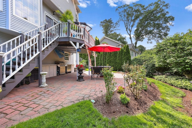 40 Pumpkin Ground Rd, Stratford, CT 06614 - view of patio / terrace featuring stairs and a deck