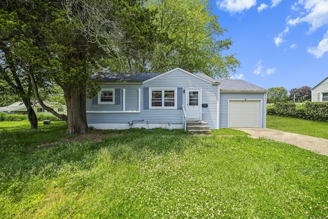 4 Traders Ct, Norwich, CT 06360 - single story home featuring a garage, driveway, roof with shingles, and a front lawn