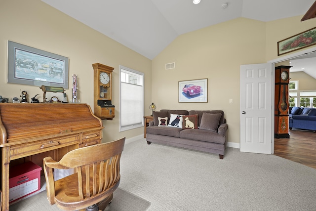 8 Amolia Farms Rd, Windsor, CT 06095 - carpeted living area featuring vaulted ceiling