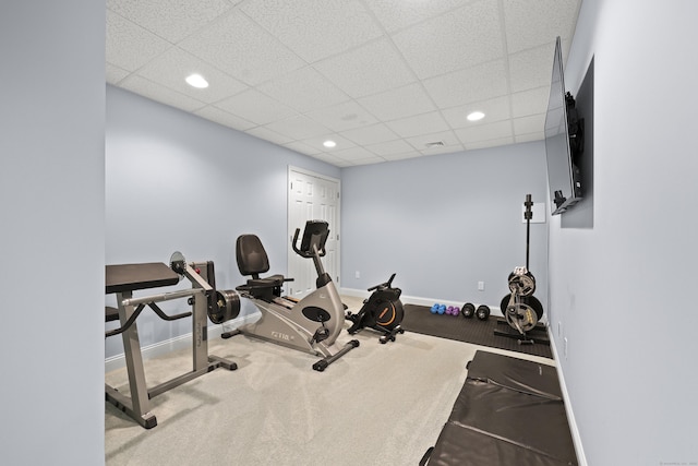 8 Amolia Farms Rd, Windsor, CT 06095 - exercise room featuring carpet, recessed lighting, and a paneled ceiling