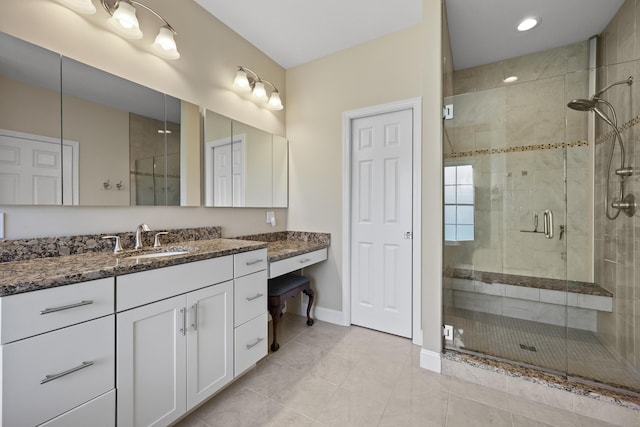 8 Amolia Farms Rd, Windsor, CT 06095 - bathroom featuring vanity, a stall shower, and tile patterned floors