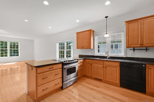 14 Ross Way Unit 14, Windsor Locks, CT 06096 - kitchen featuring black dishwasher, stainless steel electric range, healthy amount of natural light, a peninsula, and recessed lighting