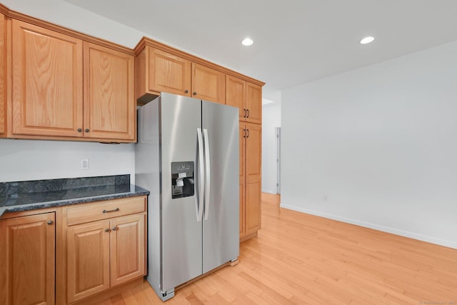 14 Ross Way Unit 14, Windsor Locks, CT 06096 - kitchen with stainless steel fridge, light wood-style flooring, and recessed lighting
